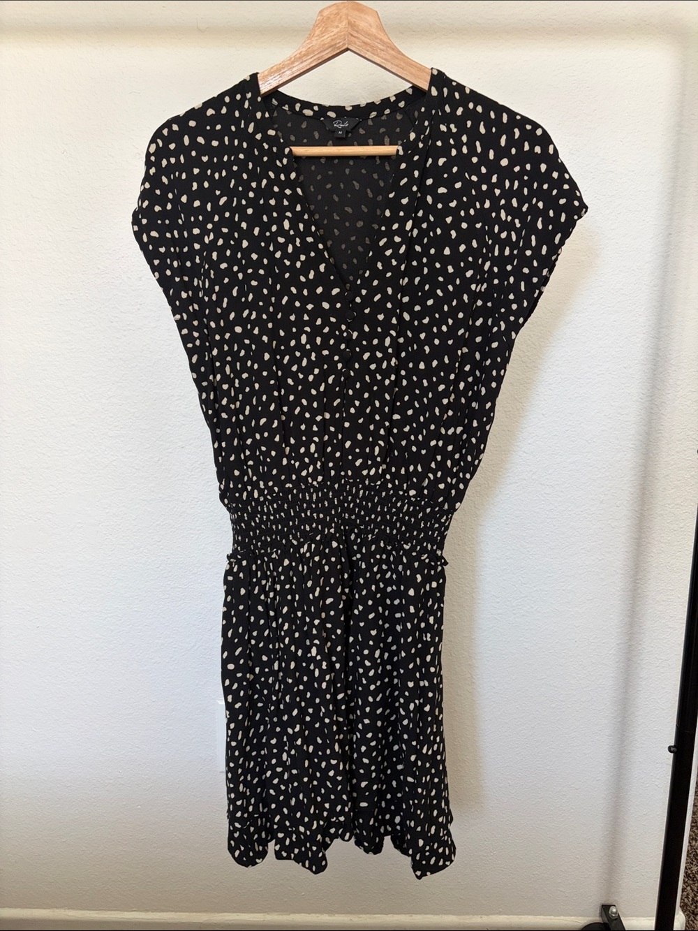 Rails Black Mini Dress with Cream Dot Print